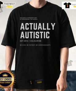 Official Actually Autistic Autism Awareness T-Shirt with 'Be Kind Be Compassionate' slogan displayed boldly.