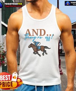 Official And Theyre Off Jockey Horse Racing Tank Top featuring vibrant design for racing fans and stylish summer wear.