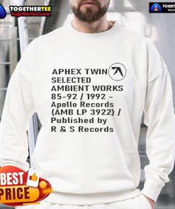 Official Aphex Twin Selected Ambient Works 85-92 sweatshirt featuring album art from Apollo Records, vintage style.