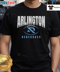 Alt Text: Official Arlington Renegades Football Outline Logo T-Shirt featuring bold team colors and design for fans.