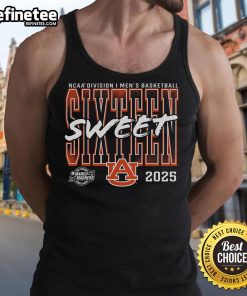 Official Auburn Tigers 2025 NCAA Men's Basketball Tournament Sweet 16 tank top featuring team logo and vibrant colors.