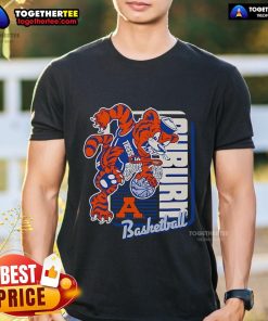 Official Auburn Tigers Basketball Mascot Dunk 2025 T-Shirt featuring vibrant graphics and team colors for fans.