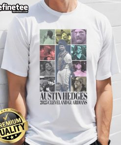 Official Austin Hedges 2025 Cleveland Guardians T-Shirt featuring team logo and player name, perfect for fans.