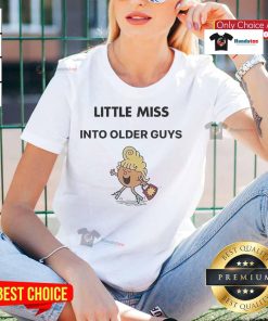Official Awesome Little Miss Into Older Guys Ladies Tee featuring a fun graphic design, perfect for casual wear.