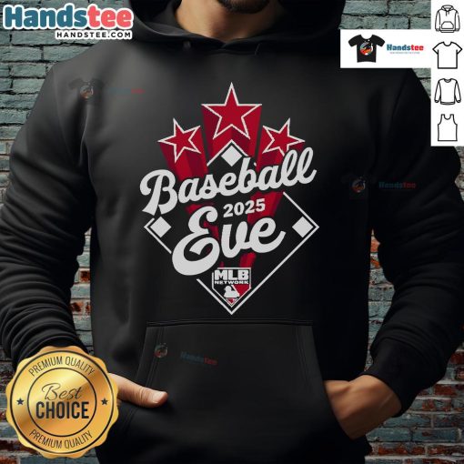 Official Baseball Eve 2025 MLB Network logo hoodie featuring vibrant colors and a stylish design for baseball fans.