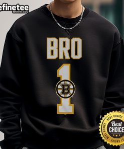 Alt Text: Official Boston Bruins Number 1 Bro Sweatshirt in black, featuring the team logo and a comfortable fit for fans.