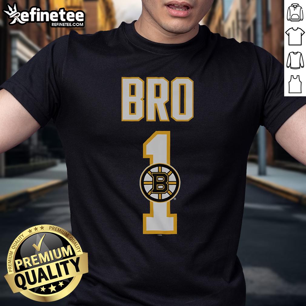 Official Boston Bruins Number 1 Bro T Shirt Official Boston Bruins Number 1 Bro T-Shirt featuring team colors and logo, perfect for loyal Bruins fans.