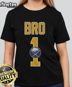 Official Buffalo Sabres Number 1 Bro Ladies Tee featuring vibrant team colors and stylish design for female fans.