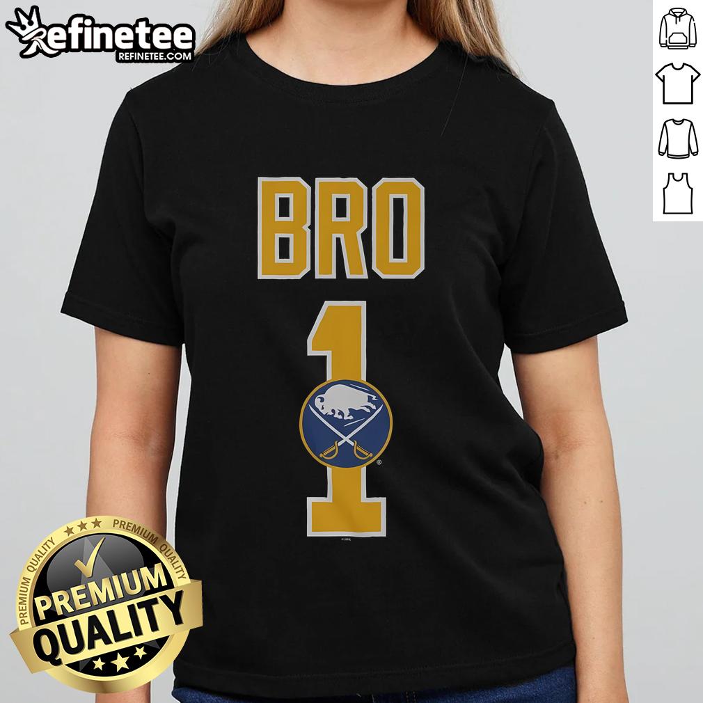 Official Buffalo Sabres Number 1 Bro Ladies Tee Official Buffalo Sabres Number 1 Bro Ladies Tee featuring vibrant team colors and stylish design for female fans.