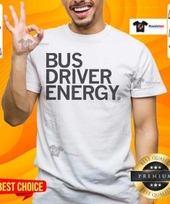 Official Bus Driver Energy Grey T-Shirt featuring bold graphics, perfect for bus drivers and transportation enthusiasts.