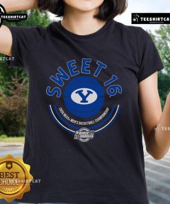 Official BYU Basketball 2025 Sweet Sixteen Ladies Tee featuring team colors and logo, perfect for fans celebrating the victory.