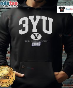 Official BYU Cougars 2025 NCAA Men's Basketball Championship March Madness hoodie in navy blue with logo.