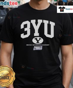 Official BYU Cougars 2025 NCAA Men's Basketball Championship March Madness T-Shirt featuring team logo and vibrant design.