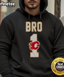 Alt Text: Official Calgary Flames Number 1 Bro Hoodie featuring team colors and logo, perfect for fans and game day wear.