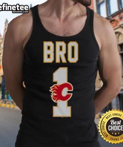 Official Calgary Flames Number 1 Bro Tank Top featuring team colors and logo, perfect for fans and summer sports events.