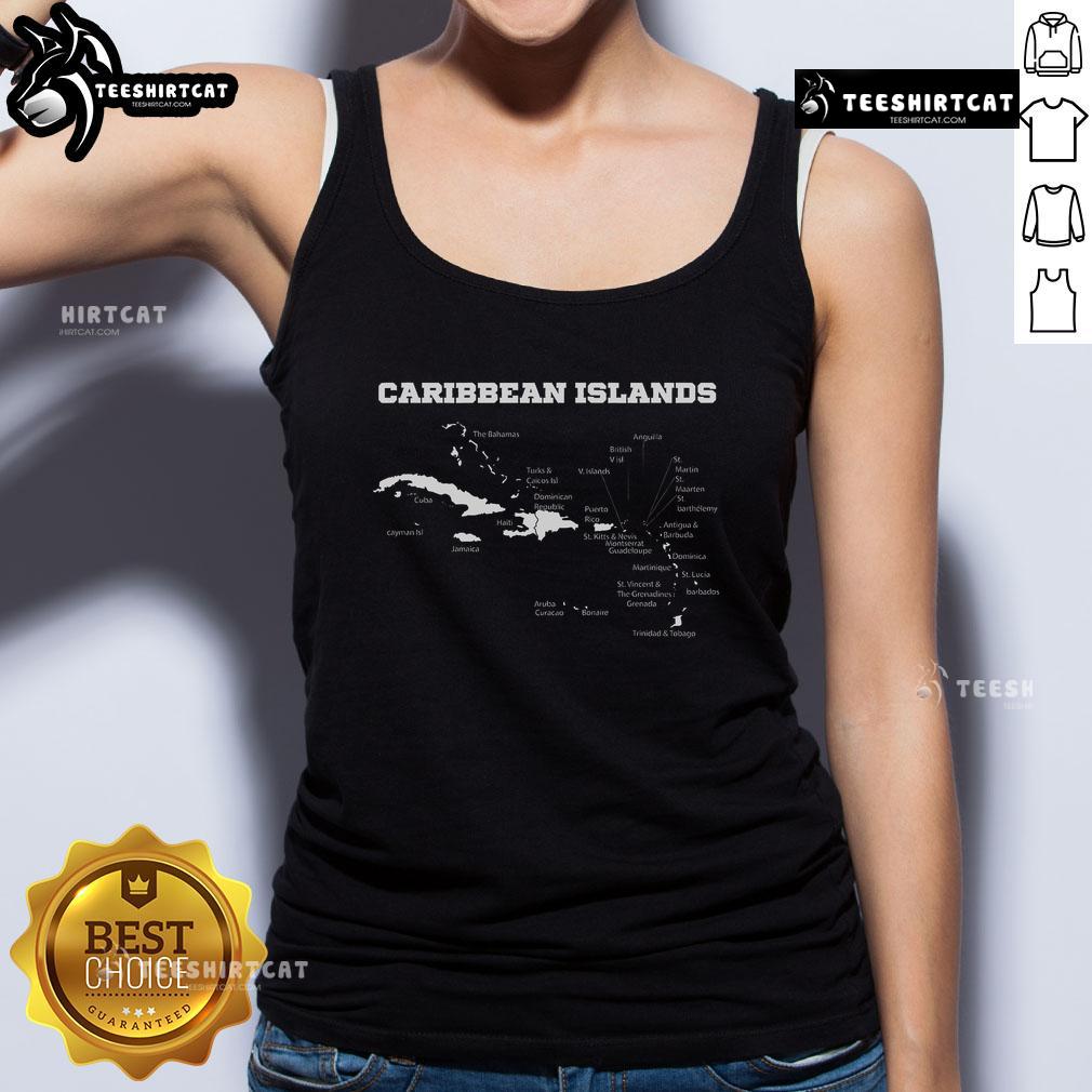 Official Caribbean Islands Map West Indies Maps Caribbean Maps Tank Top Official Caribbean Islands map featuring West Indies, ideal for Caribbean maps tank top design.