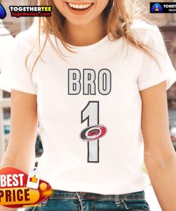 Alt Text: Official Carolina Hurricanes Number 1 Bro Ladies Tee in vibrant colors, perfect for fans supporting their team.
