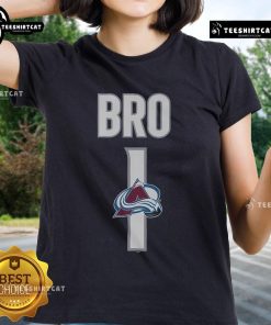 Official Colorado Avalanche Number 1 Bro Ladies Tee featuring team colors and logo, perfect for any fan.