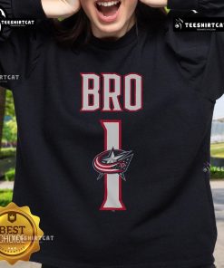 Official Columbus Blue Jackets Number 1 Bro Sweatshirt in navy blue, featuring team logo and bold graphics, perfect for fans.
