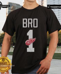 Official Detroit Red Wings Number 1 Bro T-Shirt in red with bold graphics, perfect for hockey fans and team spirit.