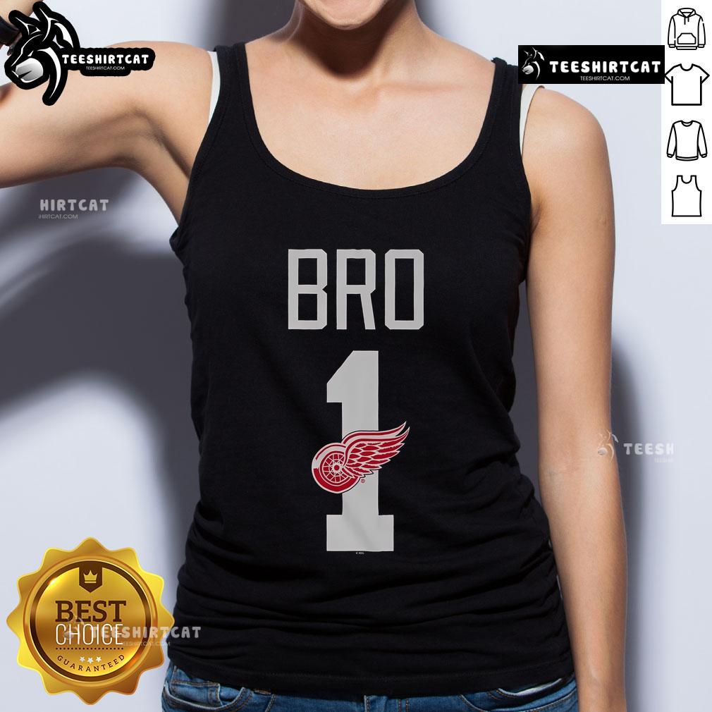 Official Detroit Red Wings Number 1 Bro Tank Top Alt Text: Official Detroit Red Wings Number 1 Bro Tank Top featuring team colors and logo, perfect for fans and summer wear.