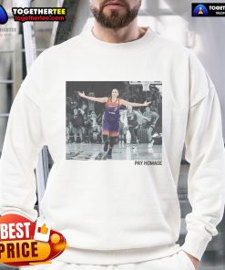 Official Diana Taurasi Pay Homage Sweatshirt featuring bold graphics and a stylish design for basketball fans.