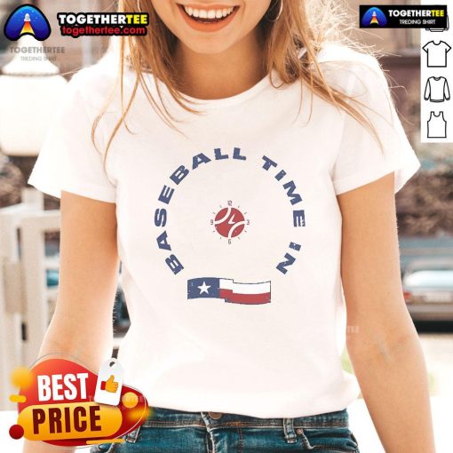 Official Dlls Baseball Time in Texas Ladies Tee showcasing a stylish design perfect for baseball fans in Texas.