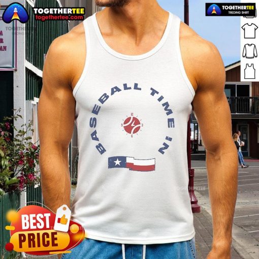 Official Dlls Baseball Time in Texas tank top featuring vibrant design and comfortable fit, perfect for baseball fans.