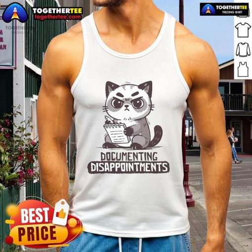 Official Documenting Disappointments Tank Top featuring bold text design for a unique and stylish statement piece.