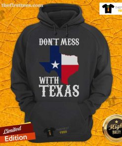 Official Don't Mess With Texas hoodie featuring a Texas map design, perfect for proud Texans and stylish casual wear.