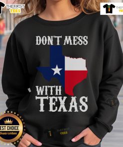Alt Text: Official Don't Mess With Texas sweatshirt featuring a Texas map design, perfect for proud Texans and casual wear.