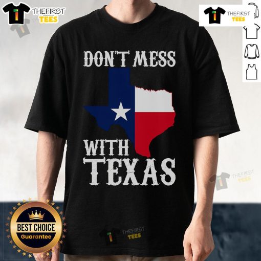 Official Don't Mess With Texas Texas Map T-Shirt featuring a vibrant state map design, perfect for proud Texans.