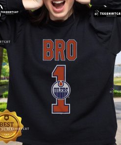 Official Edmonton Oilers Number 1 Bro Sweatshirt featuring team colors and logo, perfect for fans and game days.