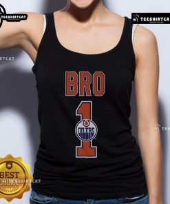 Official Edmonton Oilers Number 1 Bro Tank Top featuring team colors and logo, perfect for sports fans and summer wear.