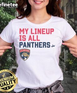 Alt Text: Official Florida Panthers My Lineup Ladies Tee featuring team logo and stylish design for female fans.