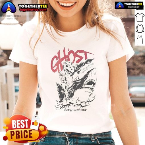 Official Ghost Icon Energy unmatched ladies tee promoting supplements and vibes for fitness enthusiasts.