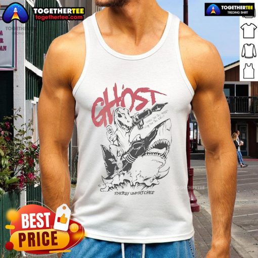 Official Ghost Icon tank top featuring 'Energy Unmatched' slogan for fitness enthusiasts and stylish vibes.