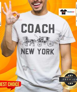Official Horse And Carriage Coach New York T-Shirt featuring a stylish design perfect for NYC enthusiasts and horse lovers.