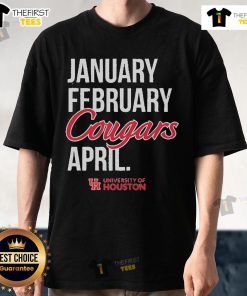 Official Houston Cougars basketball T-shirt for January and February, featuring team colors and logo, perfect for fans.