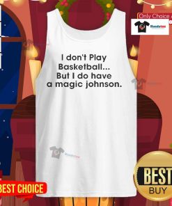 Alt Text: Magic Johnson tank top design for fans who love basketball, featuring the phrase 'I Don't Play Basketball'.