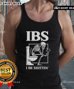 Alt Text: Official IBS I Be Shittin Skeleton Tank Top featuring a quirky skeleton design, perfect for humorous casual wear.