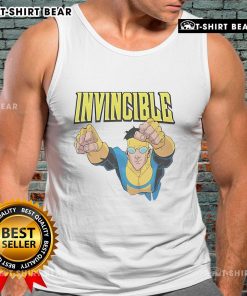 Official Invincible Mark Grayson tank top featuring vibrant graphics of the iconic superhero design.