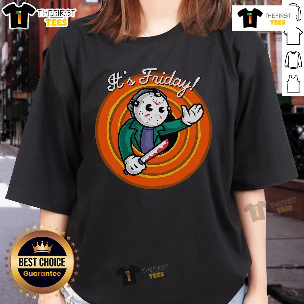 Official It'S Friday Jason Friday The 13Th Ladies Tee Official It's Friday Jason Friday the 13th ladies tee featuring a spooky graphic for horror movie fans.