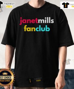 Official Janet Mills Fan Club T-Shirt featuring a bold design and vibrant colors, perfect for supporters of Janet Mills.