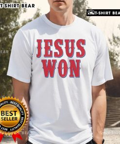 Official Jesus Won Texas Baseball Fan T-Shirt featuring bold graphics and a comfortable fit for Texas baseball enthusiasts.