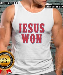 Official Jesus Won Texas Baseball Fan Tank Top in vibrant colors, perfect for showing team spirit at games.