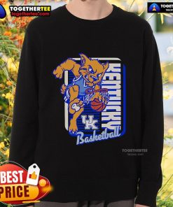 Kentucky Wildcats basketball mascot dunk sweatshirt featuring vibrant team colors and spirited design for fans.