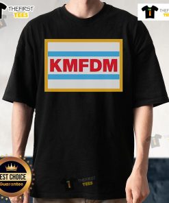 Official KMFDM Chi Logo T-Shirt featuring bold graphic design and iconic band logo on a black background.