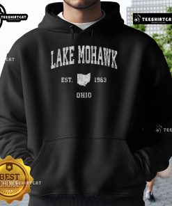 Vintage Lake Mohawk Ohio hoodie, established 1963, showcasing athletic style and local pride in a classic design.