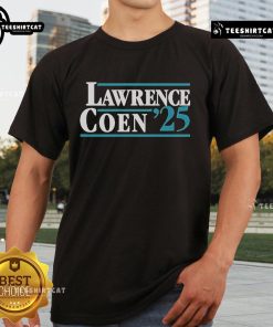 Alt Text: Official Lawrence Coen '25 T-Shirt featuring a stylish design and school colors, perfect for proud alumni and students.